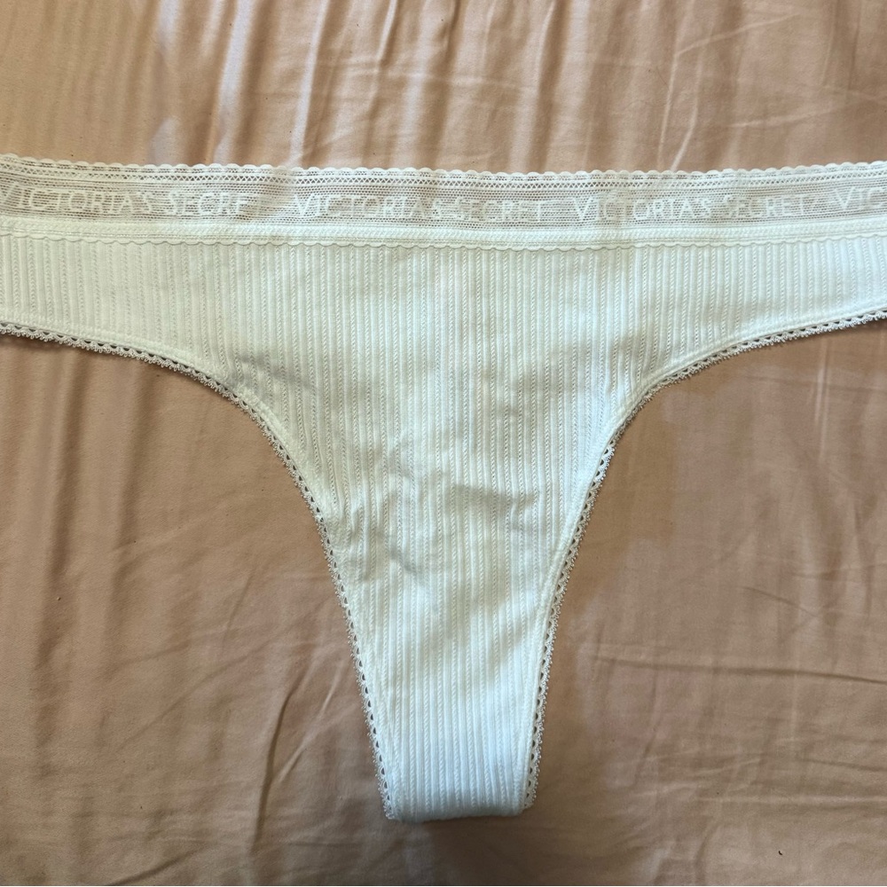 Victoria's Secret Lace Trim White Thong